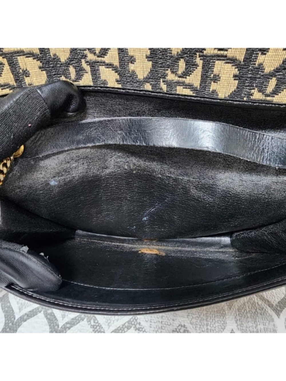 Authentic Christian Dior Vintage Diorissimo Trotter Bag Beige/Black - Picture 11 of 12
